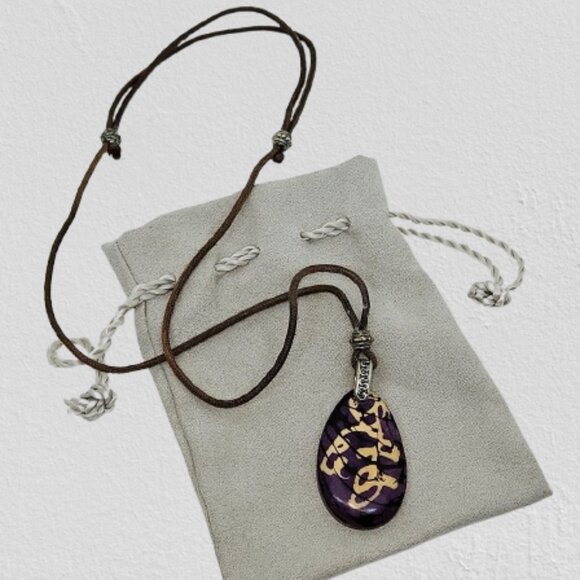 Purple/Black Adjustable Tear Drop Pendant Necklace - Picture 1 of 7